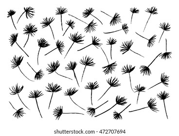 Pattern of Flying of dandelion seeds. Hand drawing illustration.