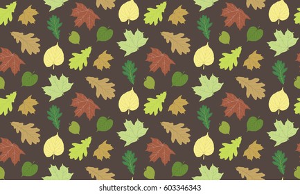 pattern from foliage of trees on a brown background