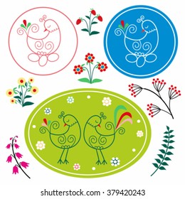 pattern folk chicken - template