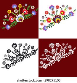 pattern folk with flowers - options