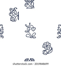 Pattern in folk style. Hand-drawn pattern with flowers.