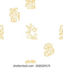 Pattern in folk style. Hand-drawn pattern with flowers.