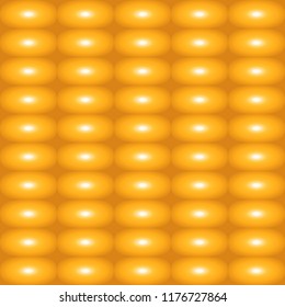 Pattern of food corn. Summer texture corn. Seamless pattern of corn fresh pulp full of yellow corn on the yellow orange background. Vector illustration