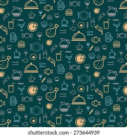 pattern of food and drink outline icon