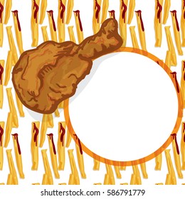 pattern food French fries fried chicken template