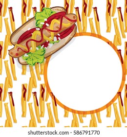 pattern food French fries hot dog template