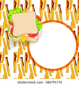 pattern food French fries sandwich template