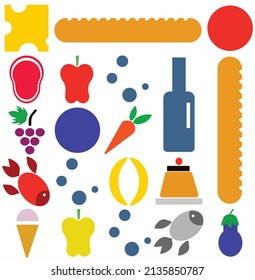 Pattern food for grocery store signs. Vector illustration. Set element food.