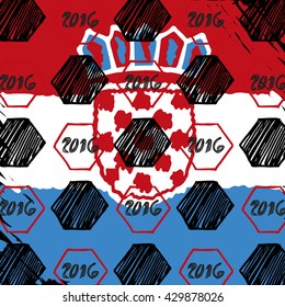 Pattern for football championship. A soccer ball pattern and a Croatia flag. France euro football championship 2016