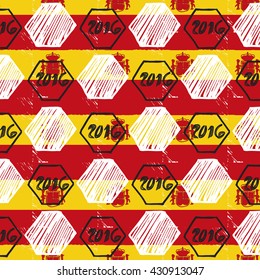 Pattern for football championship. A soccer ball pattern and a Spain flag. France euro football championship 2016