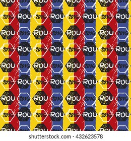 Pattern for football championship. A soccer ball pattern and a Romania flag. 