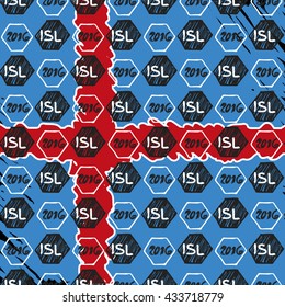 Pattern for football championship. A soccer ball pattern and a Iceland flag.  France euro football championship 2016