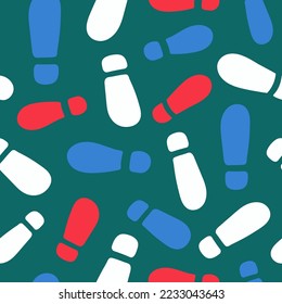 Pattern of footprints. Footprints cartoon. Multicolored human footprints.  Seamless vector background.