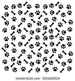 Pattern Footprints of a dog or cat. Isolated silhouette vector.