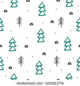 Muster mit Wald und Natur. Kindergartengrafik