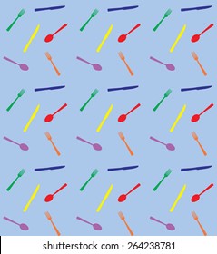 Pattern of forks, spoons and knives, vector illustration