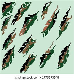 pattern in the form of brown, green and black spots