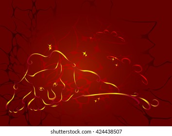 Pattern in the form of fiery panther with stars on the background of the web. EPS10 vector illustration 