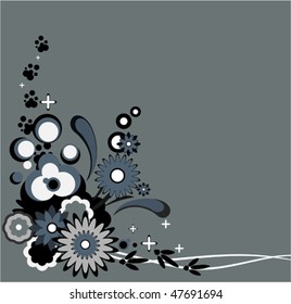 The pattern in the form of flowers, birds and cats traces