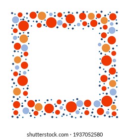Pattern in the form of a frame made of colored circles. Background with place for text for your design. Vector illustration