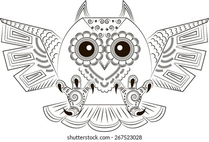 Pattern in the form of funny angry owls
