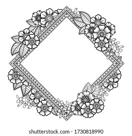 Pattern in form of mandala with flower. Mehndi flower decoration in ethnic oriental, indian style. doodle ornament. outline hand draw illustration.