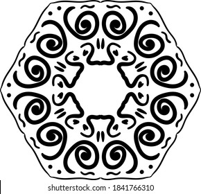 Pattern in form of mandala for greeting card, case print, etc. Abstract patterns. Mandala pattern black and white. Vector illustration