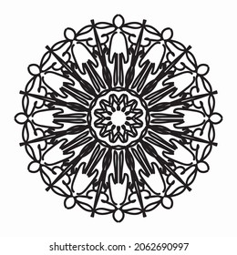 Pattern in the form of a mandala for Henna, Mehndi, tattoo, decoration. Decorative decoration in ethnic oriental style. Book page tar.