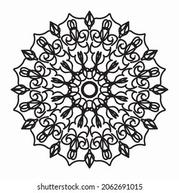 Pattern in the form of a mandala for Henna, Mehndi, tattoo, decoration. Decorative decoration in ethnic oriental style. Book page tar.