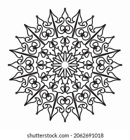 Pattern in the form of a mandala for Henna, Mehndi, tattoo, decoration. Decorative decoration in ethnic oriental style. Book page tar.