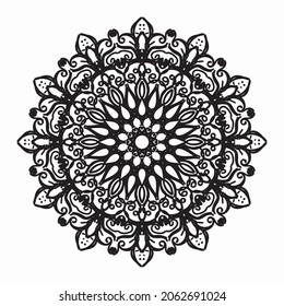 Pattern in the form of a mandala for Henna, Mehndi, tattoo, decoration. Decorative decoration in ethnic oriental style. Book page tar.