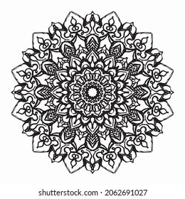 Pattern in the form of a mandala for Henna, Mehndi, tattoo, decoration. Decorative decoration in ethnic oriental style. Book page tar.