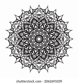 Pattern in the form of a mandala for Henna, Mehndi, tattoo, decoration. Decorative decoration in ethnic oriental style. Book page tar.