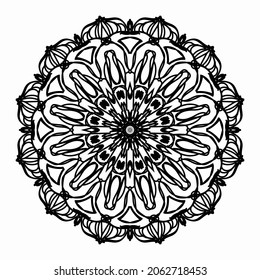 Muster in Form einer Mandala für Henna, Mehndi, Tattoos, Dekorationen. Dekoration im orientalischen Stil. Farbige Buchseite.