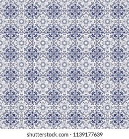 Pattern in the form of a Mediterranean blue tile. Seamless background.