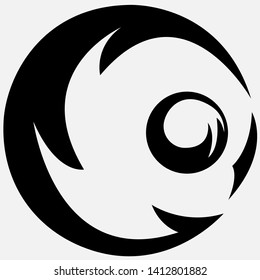 The pattern in the form of an open circle with the waves inside. Imitation of the eye.