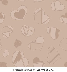 a pattern in the form of pastel hearts without a background