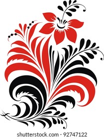 Pattern in the form of the stylized flower with leaves