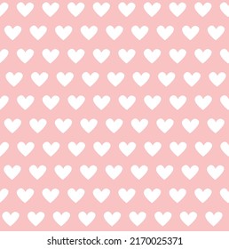 pattern in the form of white hearts on a pink background
