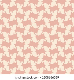 Pattern formed by a sharp angular shape repeated in alternating positions. Ribbons netting. Textile design. Decorative background in  burgundy and pink tones.