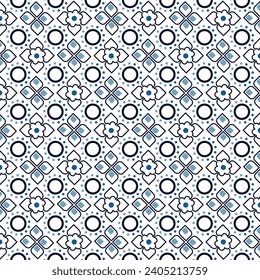 Pattern with four leaf clover and circular geometric shapes
