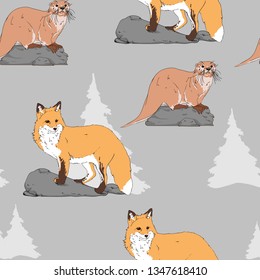 Pattern fox and otter