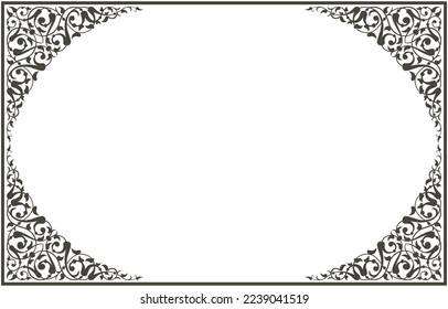 Pattern frame ornament design pattern rectangular. Suitable for photo frames, calligraphy, paintings, etc. Vector illustration.
