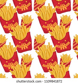 pattern French fries fastfood object graphic background 