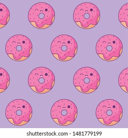 pattern of fresh and delicious donut kawaii style