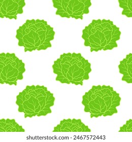 Pattern Fresh green organic lettuce salad, healthy food, vegetarian concept, eco bio direction, packaging, backdrop base. Vector illustration