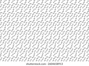 A pattern of fresh plant twigs is neatly arranged on a clean white background. This natural and refreshing design conveys a natural and harmonious impression, suitable for various design purpose