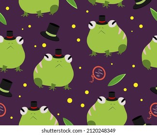 
Pattern with frogs with hats