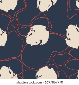 A pattern with  frogs. Seamless pattern. Dark and Brutal. Drawing by hand.  multicolored pattern. Tropical frogs. Dark background