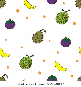 pattern fruit banana melon Durian mangosteen 